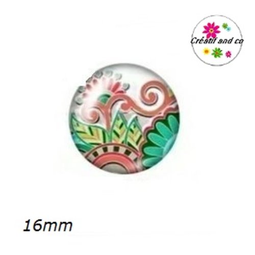 X2 cabochons fleuris 16mm