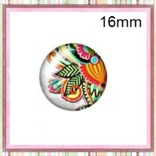 X2 cabochons fleuris 16mm