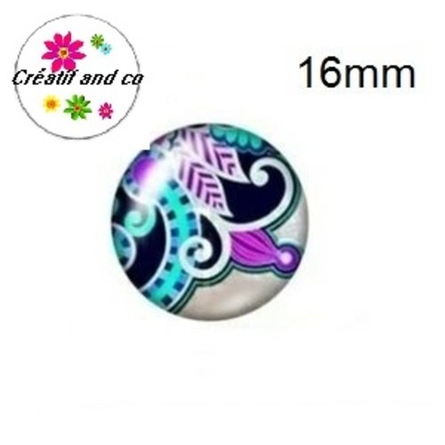 X2 cabochons fleuris 16mm
