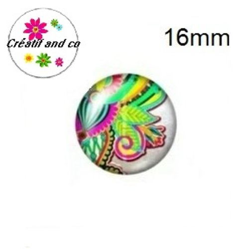 X2 cabochons fleuris 16mm