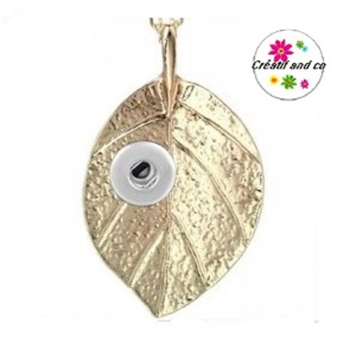 Pendentif feuille dorée pour bouton pression de 12mm