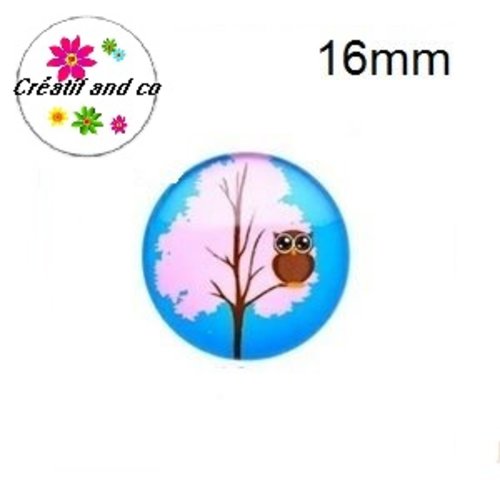 X2 cabochons hibou 16mm