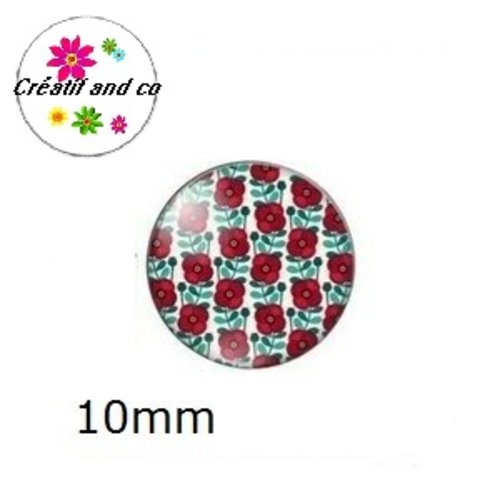 X2 cabochons fleuris 10mm