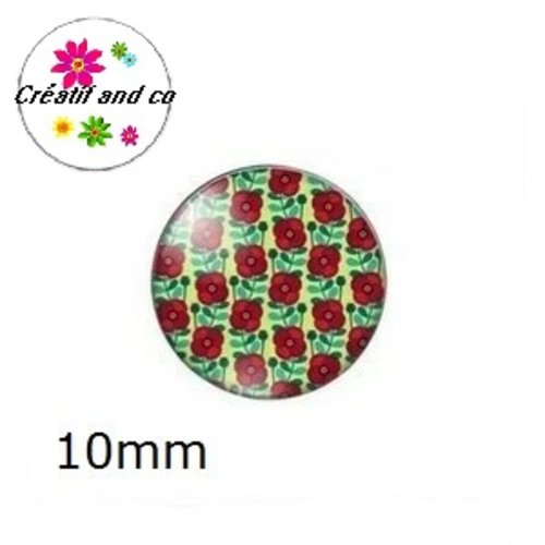 X2 cabochons fleuris 10mm