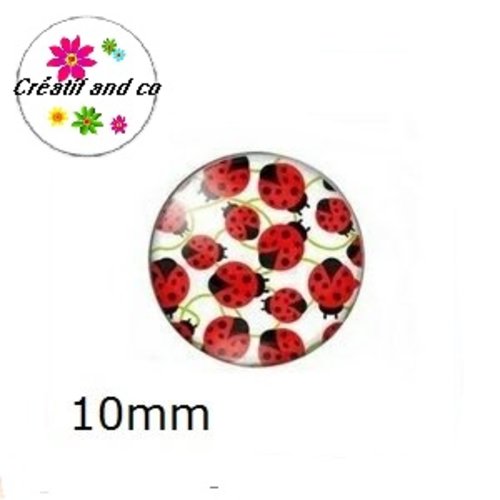 X2 cabochons nuée de coccinelles 10mm