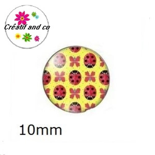 X2 cabochons nuée de coccinelles 10mm