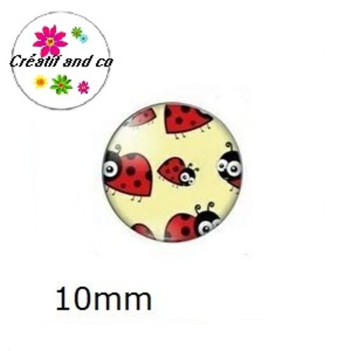X2 cabochons nuée de coccinelles 10mm