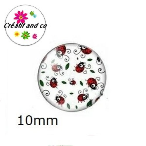X2 cabochons nuée de coccinelles 10mm