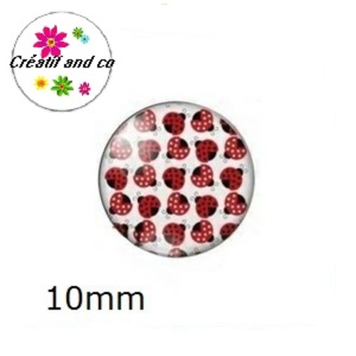 X2 cabochons nuée de coccinelles 10mm