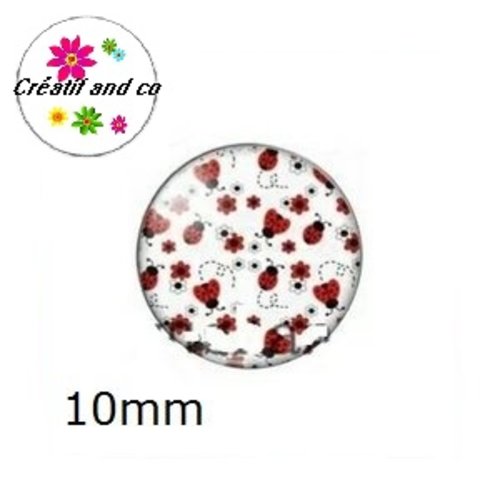 X2 cabochons nuée de coccinelles 10mm