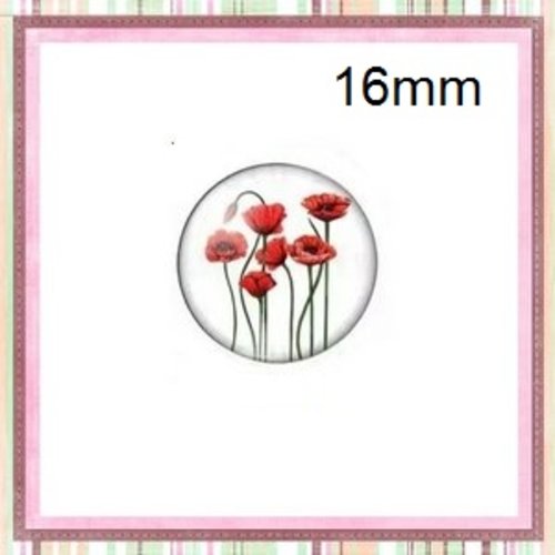 X2 cabochons fleurs rouges 16mm