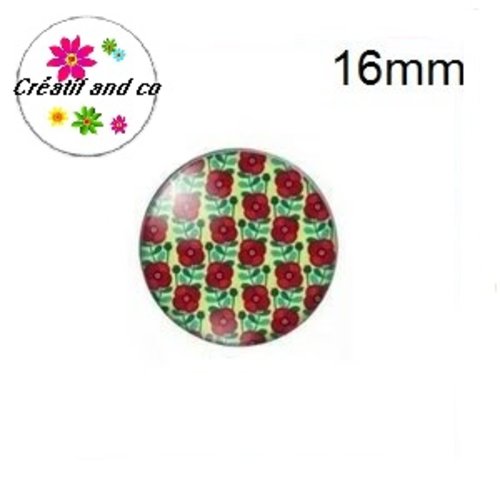 X2 cabochons fleuris 16mm