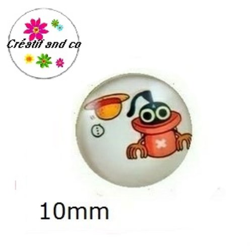 X2 cabochons grenouille 10mm