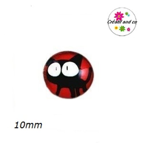 X2 cabochons chat noir 10mm