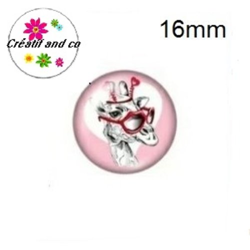 X2 cabochons girafe humoristique 16mm