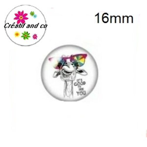 X2 cabochons girafe humoristique 16mm
