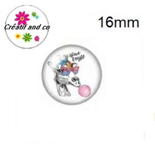 X2 cabochons girafe humoristique 16mm