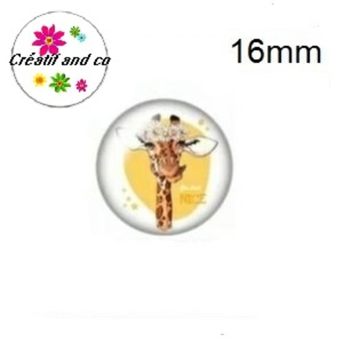 X2 cabochons girafe humoristique 16mm
