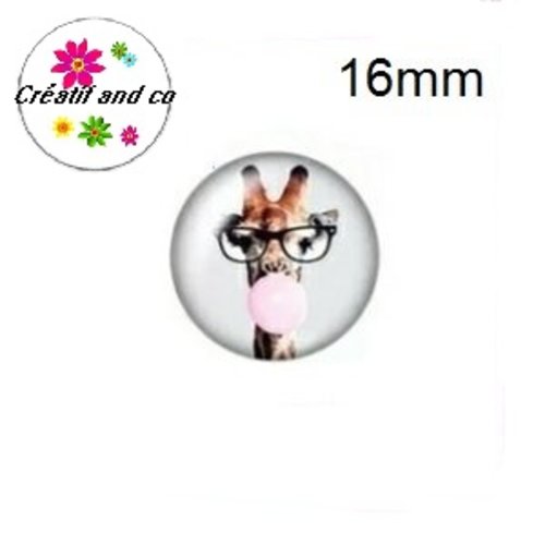 X2 cabochons girafe humoristique 16mm