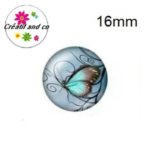 X2 cabochons papillon coloré 16mm