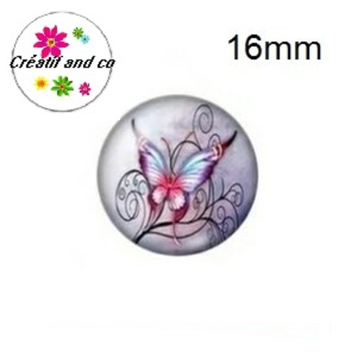 X2 cabochons papillon coloré 16mm