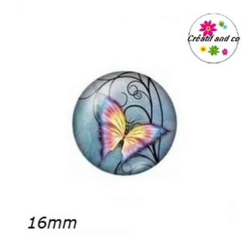 X2 cabochons papillon coloré 16mm