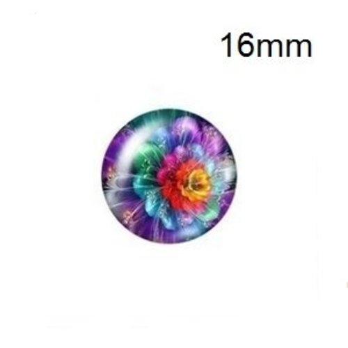 X2 cabochons fleuris 16mm