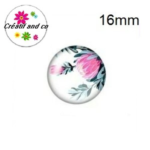 X2 cabochons fleuris 16mm
