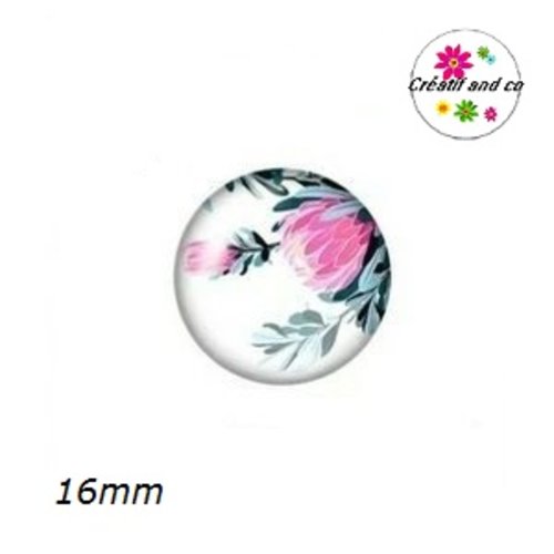 X2 cabochons fleuris 16mm