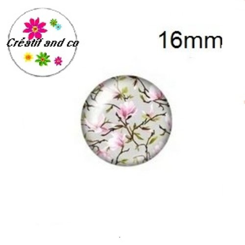 X2 cabochons fleuris 16mm