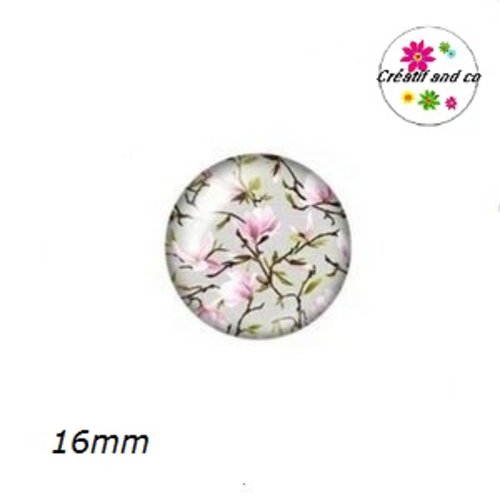 X2 cabochons fleuris 16mm