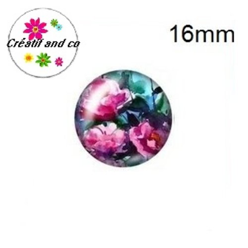 X2 cabochons fleuris 16mm
