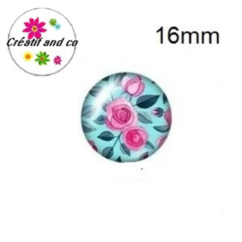 X2 cabochons fleuris 16mm