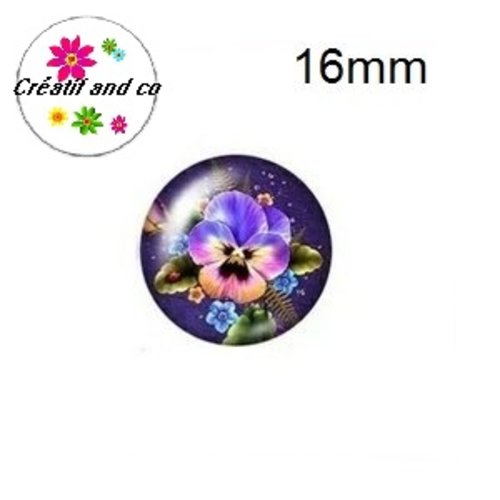 X2 cabochons fleuris 16mm