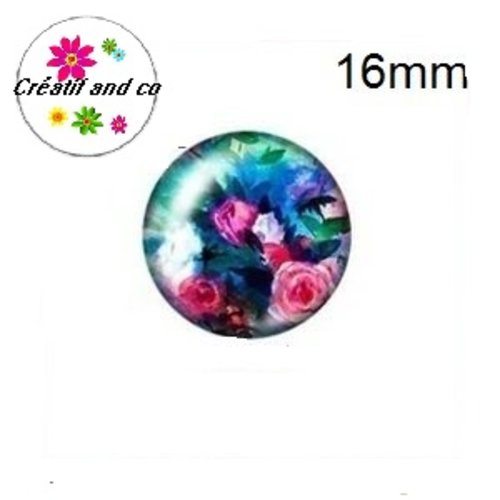 X2 cabochons fleuris 16mm