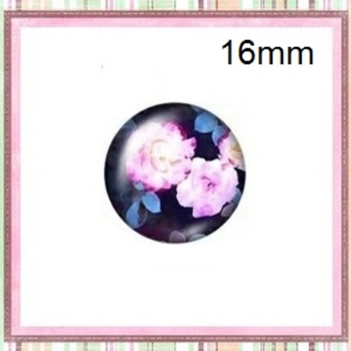 X2 cabochons fleuris 16mm