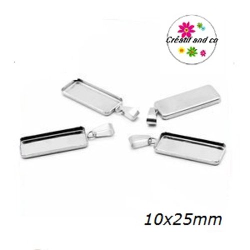 Pendentif rectangle pour cabochon 10x25mm