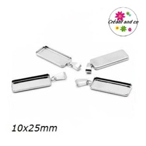 Pendentif rectangle pour cabochon 10x25mm