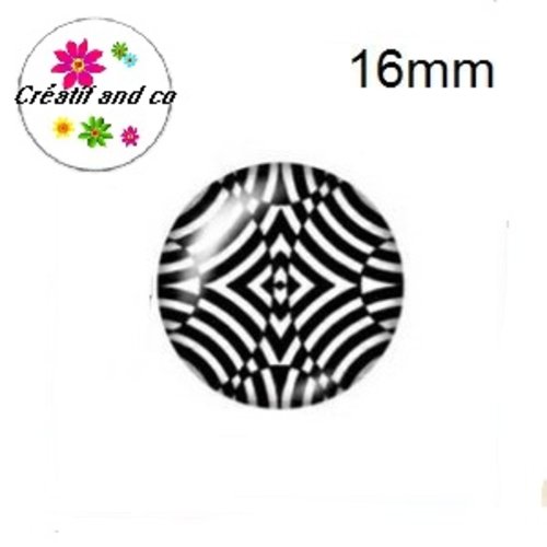 X2 cabochons noirs et blancs 16mm