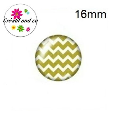 X2 cabochons vert et blanc 16mm