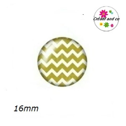 X2 cabochons vert et blanc 16mm