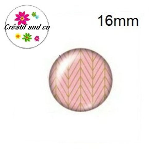 X2 cabochons rose et vert 16mm