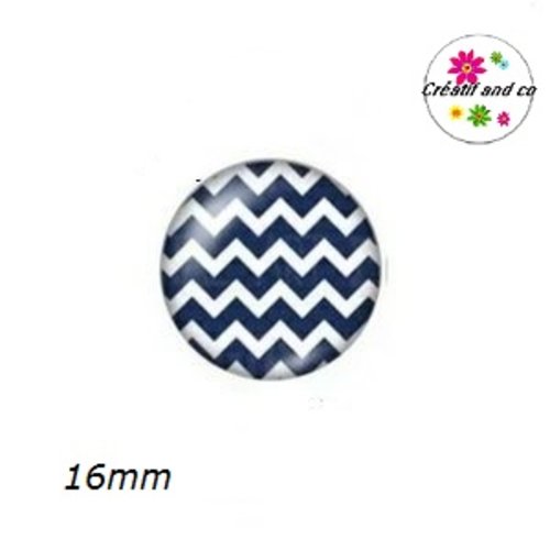 X2 cabochons bleu et blanc 16mm
