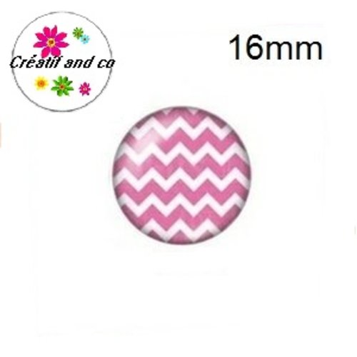 X2 cabochons fuchsia et blanc 16mm
