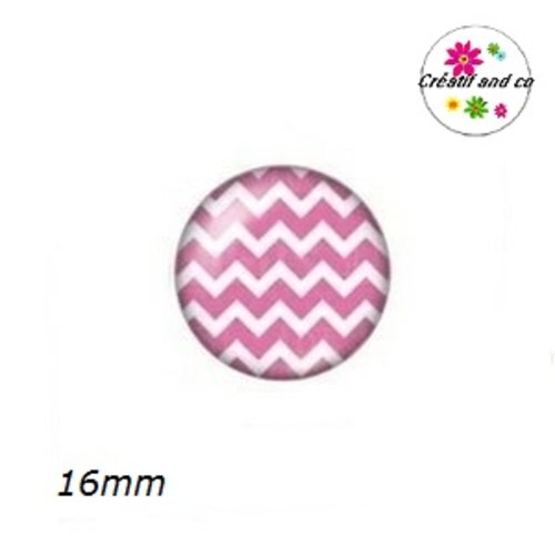 X2 cabochons fuchsia et blanc 16mm