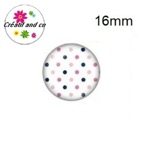 X2 cabochons pois colorés fond blanc 16mm