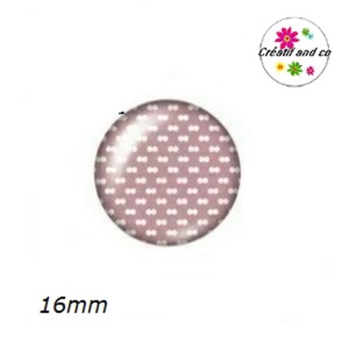 X2 cabochons parme fond blanc 16mm