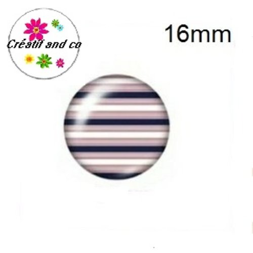 X2 cabochons rayés 16mm