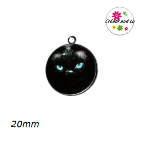 Pendentif cabochon panthère noire 20mm