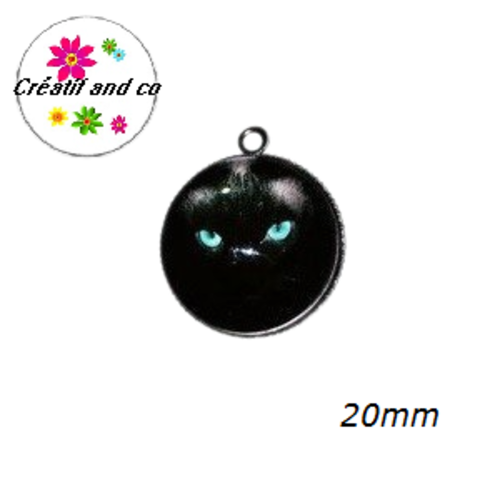 Pendentif cabochon panthère noire 20mm